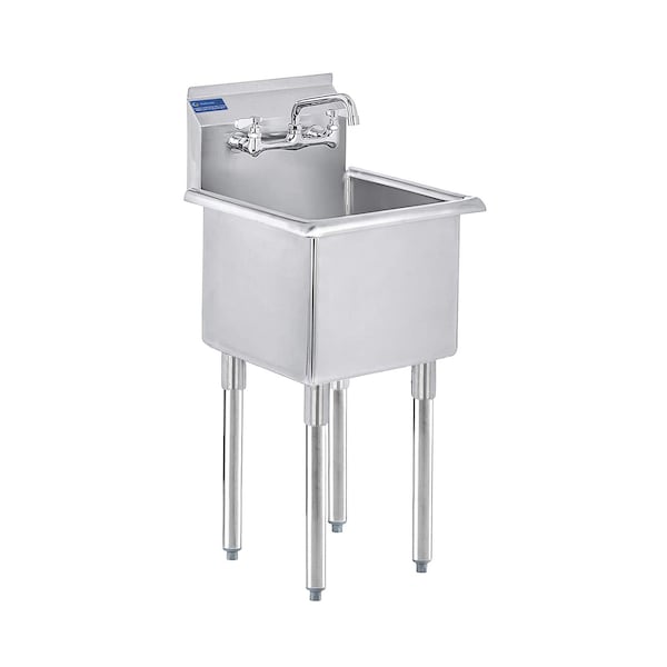 Amgood Stainless Steel Utility Sink. Bowl 15 in. x 15 in. x 13 in. With Faucet SINK 151513 - FAUCET - main